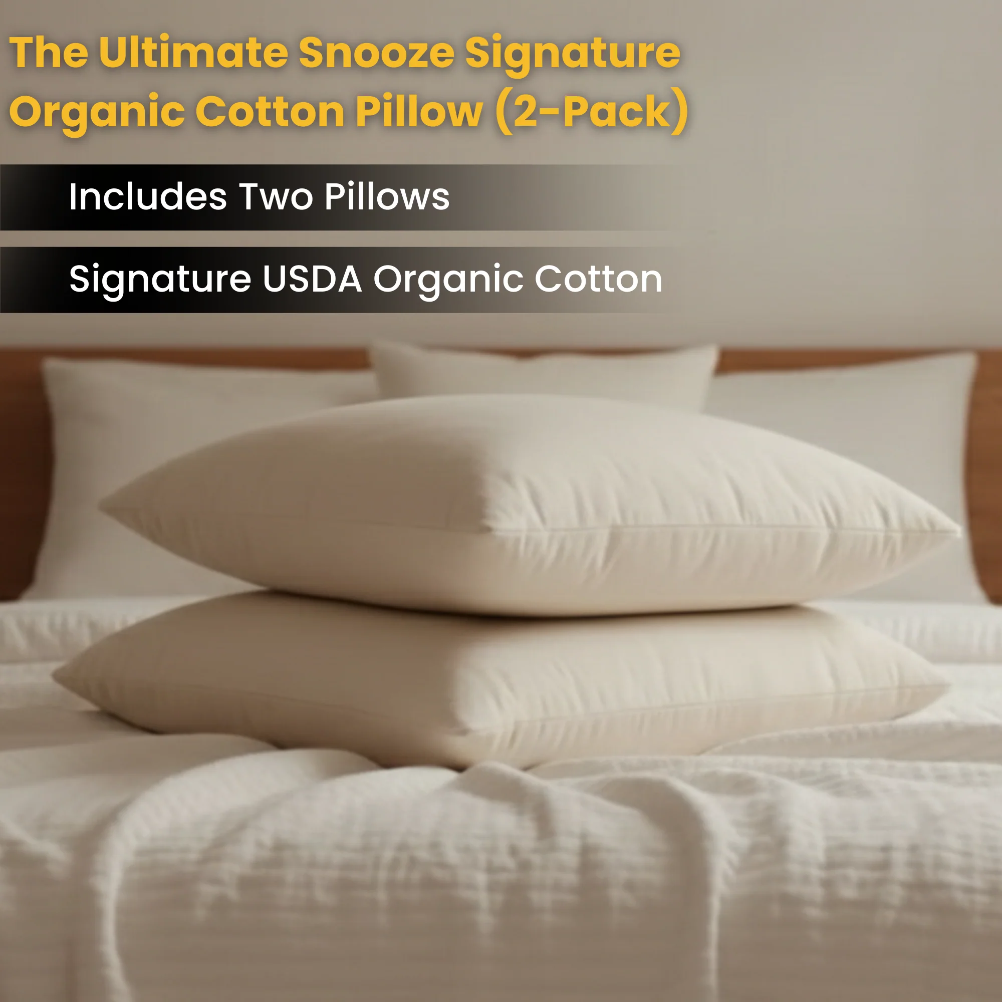 (2) Signature Organic Cotton Pillows - Image 4